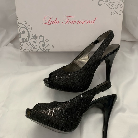 Lulu Townsend Glittery Mesh Peep Toe Stiletto - Picture 3 of 9